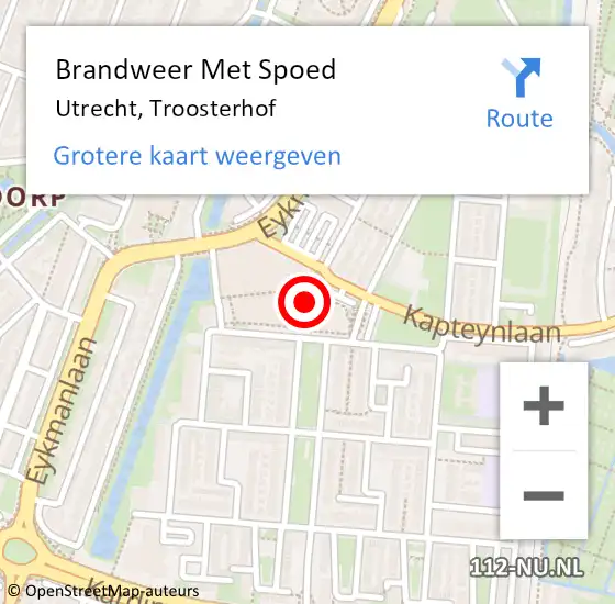 Locatie op kaart van de 112 melding: Brandweer Met Spoed Naar Utrecht, Troosterhof op 26 februari 2020 00:11