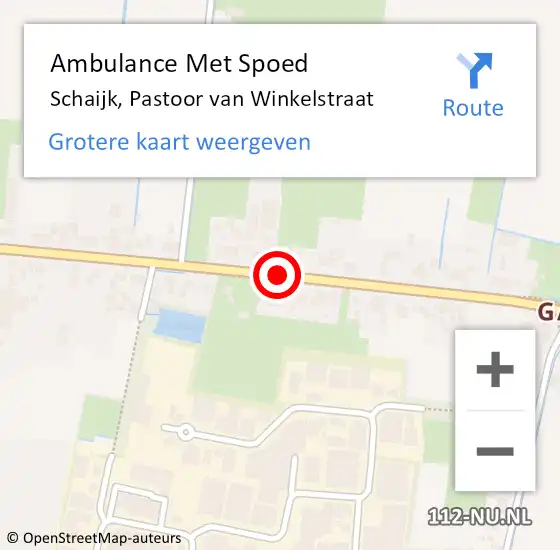 Locatie op kaart van de 112 melding: Ambulance Met Spoed Naar Schaijk, Pastoor van Winkelstraat op 26 februari 2020 00:55