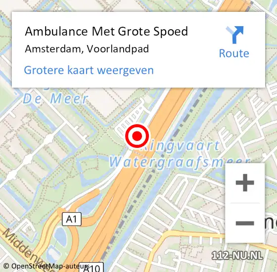 Locatie op kaart van de 112 melding: Ambulance Met Grote Spoed Naar Amsterdam, Voorlandpad op 26 februari 2020 12:26