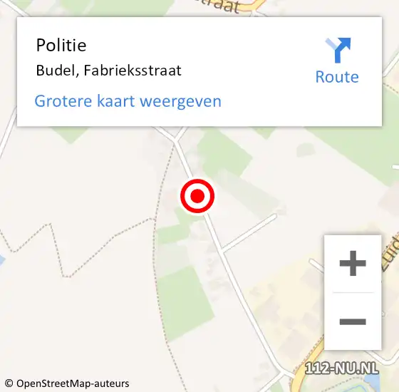 Locatie op kaart van de 112 melding: Politie Budel, Fabrieksstraat op 26 februari 2020 12:43