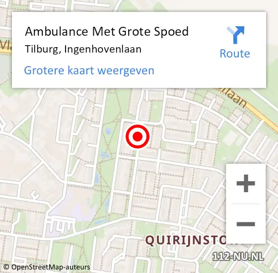Locatie op kaart van de 112 melding: Ambulance Met Grote Spoed Naar Tilburg, Ingenhovenlaan op 26 februari 2020 16:17