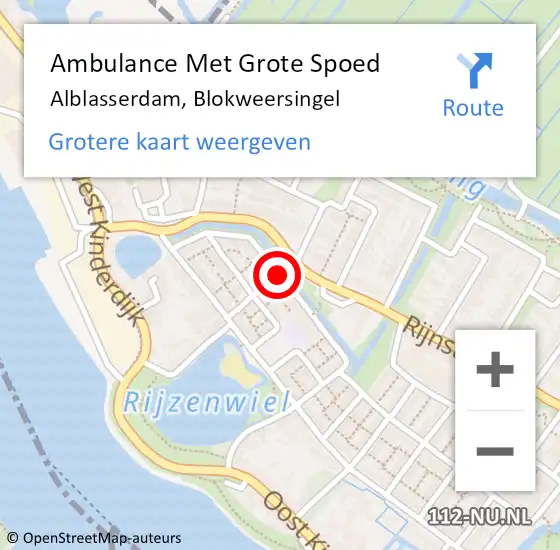 Locatie op kaart van de 112 melding: Ambulance Met Grote Spoed Naar Alblasserdam, Blokweersingel op 27 februari 2020 00:14