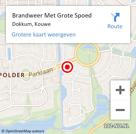 Locatie op kaart van de 112 melding: Brandweer Met Grote Spoed Naar Dokkum, Kouwe op 27 februari 2020 04:03