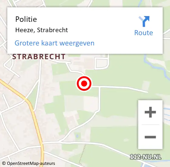 Locatie op kaart van de 112 melding: Politie Heeze, Strabrecht op 27 februari 2020 10:16