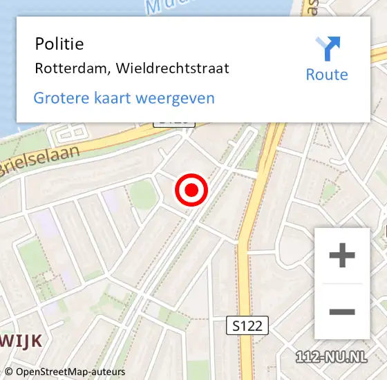 Locatie op kaart van de 112 melding: Politie Rotterdam, Wieldrechtstraat op 27 februari 2020 11:17