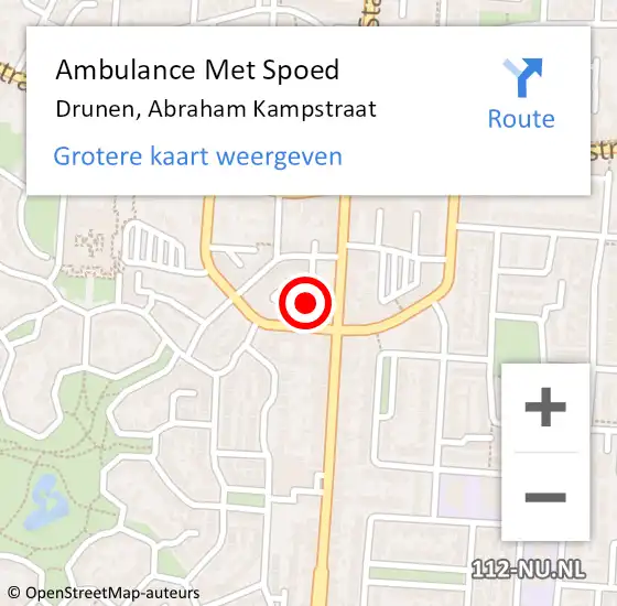 Locatie op kaart van de 112 melding: Ambulance Met Spoed Naar Drunen, Abraham Kampstraat op 27 februari 2020 11:37