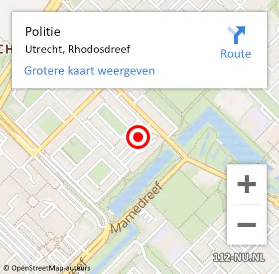 Locatie op kaart van de 112 melding: Politie Utrecht, Rhodosdreef op 27 februari 2020 11:49