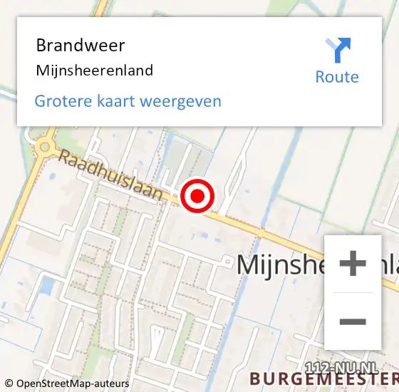 Locatie op kaart van de 112 melding: Brandweer Mijnsheerenland op 27 februari 2020 11:57