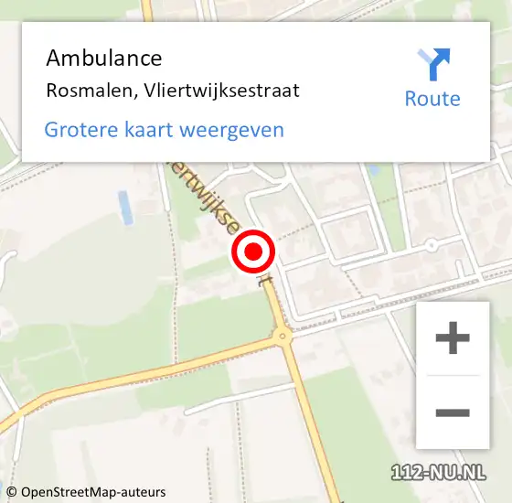 Locatie op kaart van de 112 melding: Ambulance Rosmalen, Vliertwijksestraat op 27 februari 2020 12:41