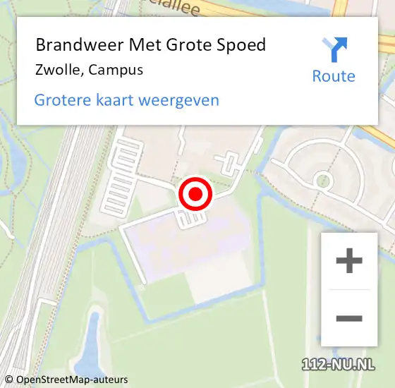 Locatie op kaart van de 112 melding: Brandweer Met Grote Spoed Naar Zwolle, Campus op 27 februari 2020 12:41