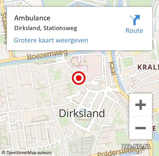 Locatie op kaart van de 112 melding: Ambulance Dirksland, Stationsweg op 27 februari 2020 12:44