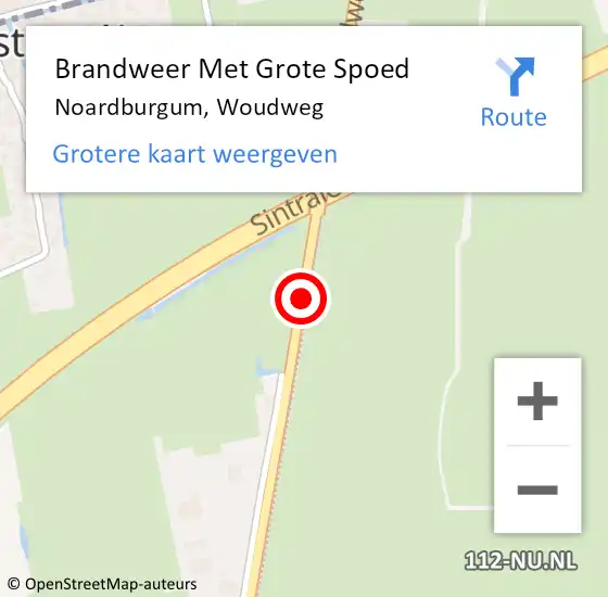 Locatie op kaart van de 112 melding: Brandweer Met Grote Spoed Naar Noardburgum, Woudweg op 27 februari 2020 14:22