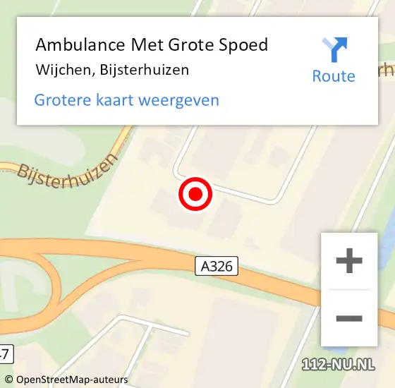 Locatie op kaart van de 112 melding: Ambulance Met Grote Spoed Naar Wijchen, Bijsterhuizen op 27 februari 2020 14:35