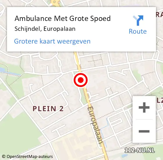 Locatie op kaart van de 112 melding: Ambulance Met Grote Spoed Naar Schijndel, Europalaan op 27 februari 2020 14:51