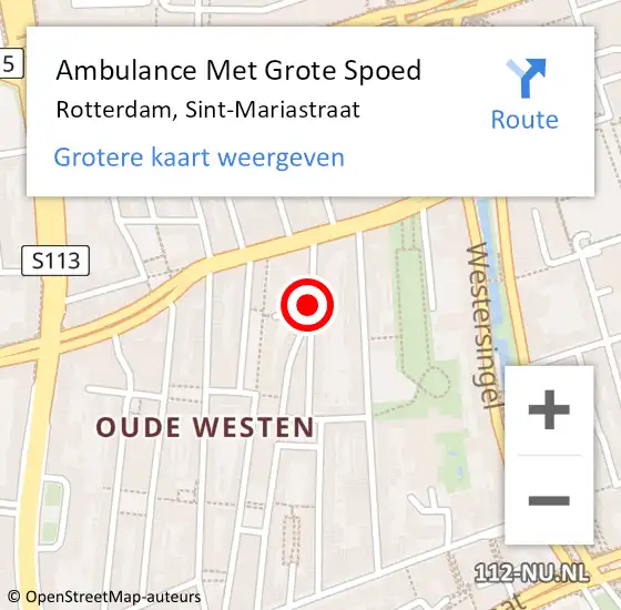Locatie op kaart van de 112 melding: Ambulance Met Grote Spoed Naar Rotterdam, Sint-Mariastraat op 27 februari 2020 18:04