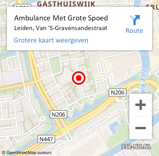 Locatie op kaart van de 112 melding: Ambulance Met Grote Spoed Naar Leiden, Van 'S-Gravensandestraat op 27 februari 2020 19:02