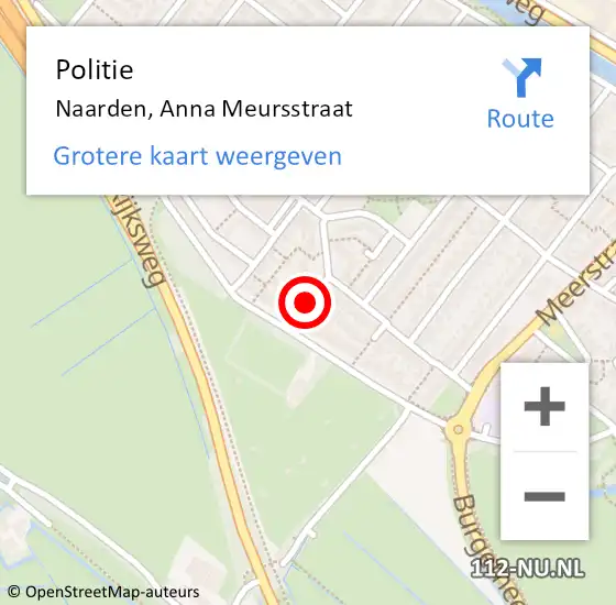 Locatie op kaart van de 112 melding: Politie Naarden, Anna Meursstraat op 27 februari 2020 21:57
