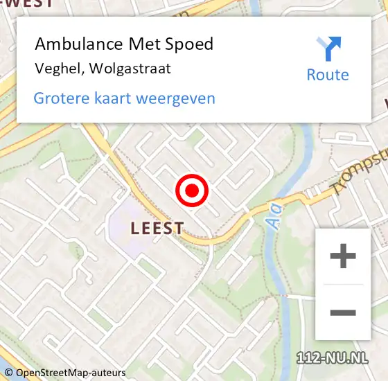Locatie op kaart van de 112 melding: Ambulance Met Spoed Naar Veghel, Wolgastraat op 27 februari 2020 23:18