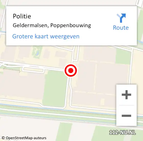 Locatie op kaart van de 112 melding: Politie Geldermalsen, Poppenbouwing op 28 februari 2020 07:59