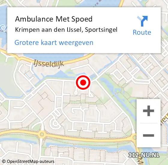 Locatie op kaart van de 112 melding: Ambulance Met Spoed Naar Krimpen aan den IJssel, Sportsingel op 28 februari 2020 08:13