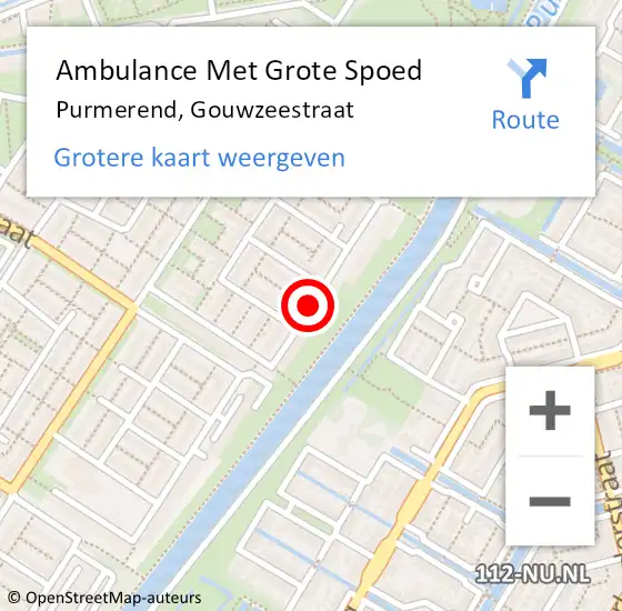 Locatie op kaart van de 112 melding: Ambulance Met Grote Spoed Naar Purmerend, Gouwzeestraat op 28 februari 2020 10:09