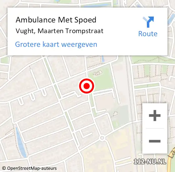 Locatie op kaart van de 112 melding: Ambulance Met Spoed Naar Vught, Maarten Trompstraat op 28 februari 2020 10:27