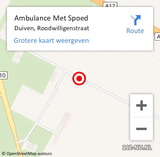 Locatie op kaart van de 112 melding: Ambulance Met Spoed Naar Duiven, Roodwilligenstraat op 28 februari 2020 12:42