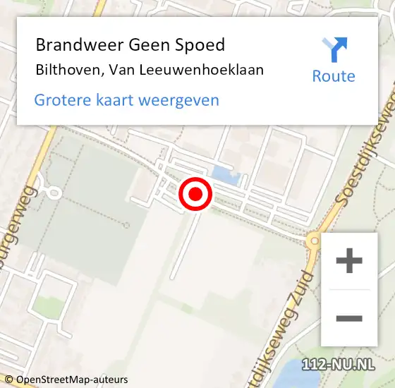 Locatie op kaart van de 112 melding: Brandweer Geen Spoed Naar Bilthoven, Van Leeuwenhoeklaan op 28 februari 2020 14:05