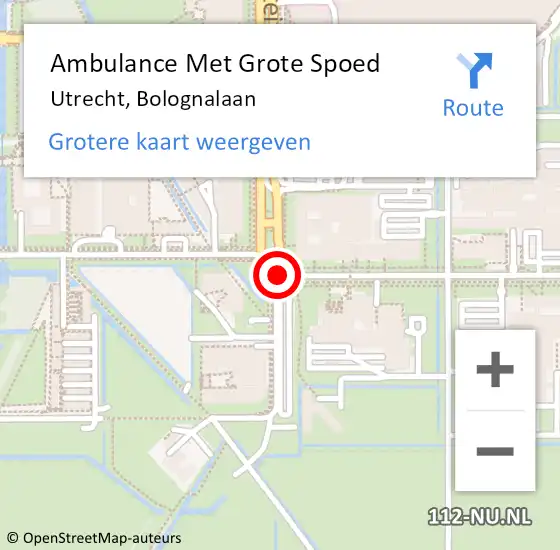 Locatie op kaart van de 112 melding: Ambulance Met Grote Spoed Naar Utrecht, Bolognalaan op 28 februari 2020 14:17