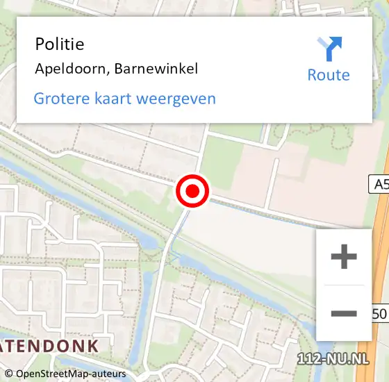 Locatie op kaart van de 112 melding: Politie Apeldoorn, Barnewinkel op 28 februari 2020 14:50