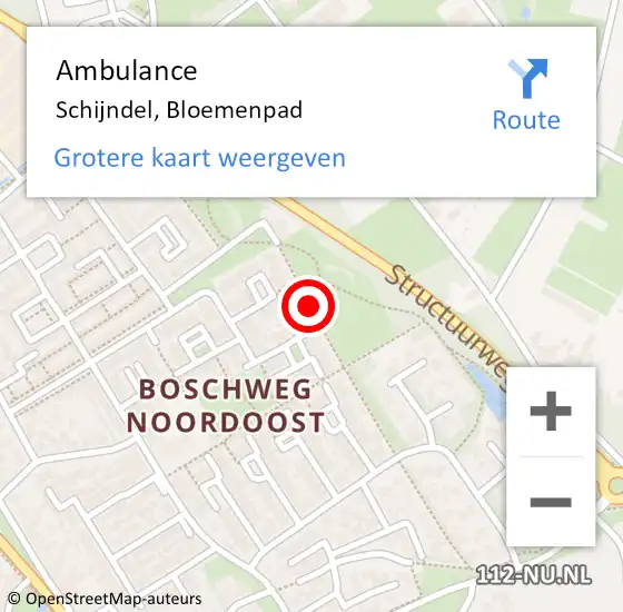 Locatie op kaart van de 112 melding: Ambulance Schijndel, Bloemenpad op 28 februari 2020 16:53