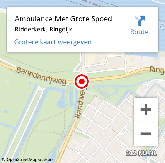 Locatie op kaart van de 112 melding: Ambulance Met Grote Spoed Naar Ridderkerk, Ringdijk op 28 februari 2020 17:12
