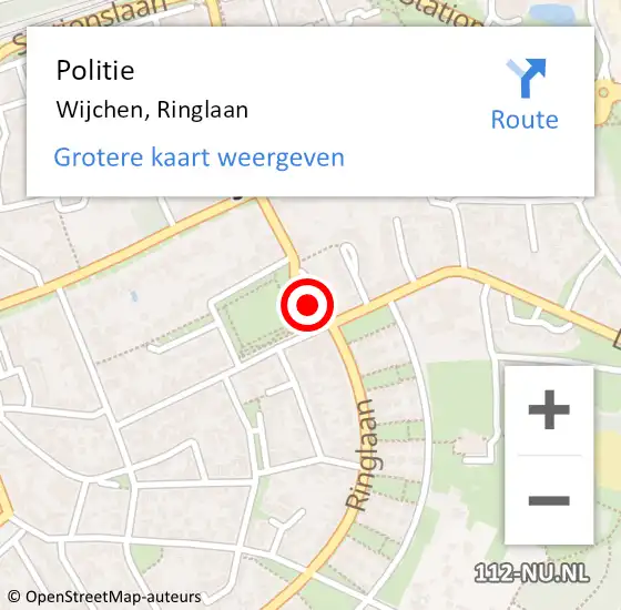Locatie op kaart van de 112 melding: Politie Wijchen, Ringlaan op 28 februari 2020 20:32