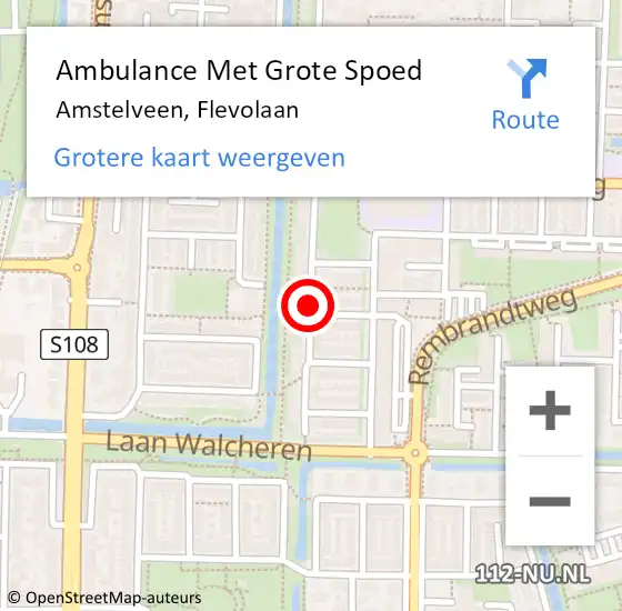 Locatie op kaart van de 112 melding: Ambulance Met Grote Spoed Naar Amstelveen, Flevolaan op 28 februari 2020 23:37
