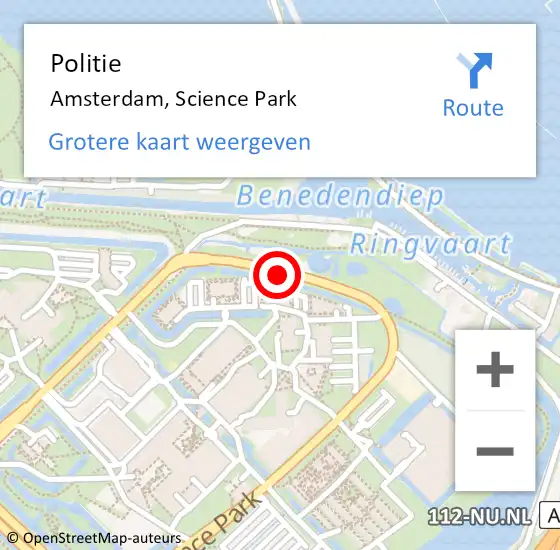 Locatie op kaart van de 112 melding: Politie Amsterdam, Science Park op 29 februari 2020 06:27