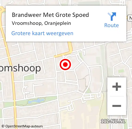 Locatie op kaart van de 112 melding: Brandweer Met Grote Spoed Naar Vroomshoop, Oranjeplein op 29 februari 2020 10:19