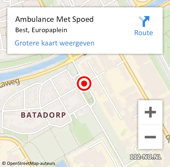 Locatie op kaart van de 112 melding: Ambulance Met Spoed Naar Best, Europaplein op 29 februari 2020 12:22