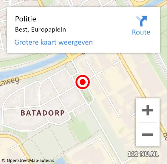 Locatie op kaart van de 112 melding: Politie Best, Europaplein op 29 februari 2020 12:23