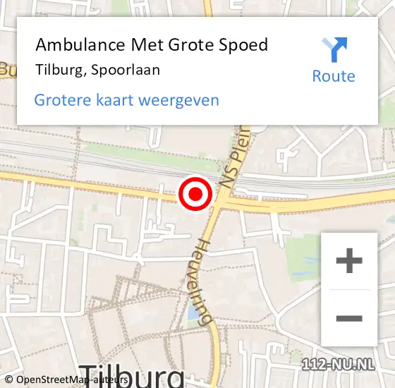 Locatie op kaart van de 112 melding: Ambulance Met Grote Spoed Naar Tilburg, Spoorlaan op 29 februari 2020 13:31