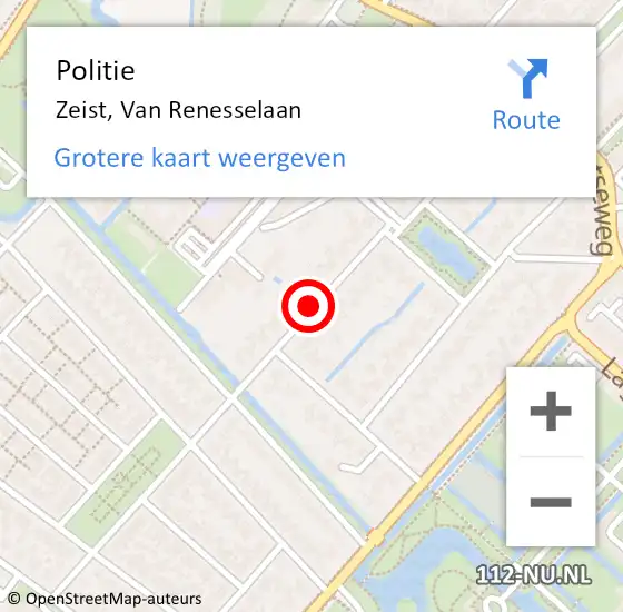 Locatie op kaart van de 112 melding: Politie Zeist, Van Renesselaan op 29 februari 2020 18:54