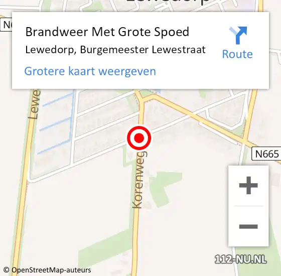 Locatie op kaart van de 112 melding: Brandweer Met Grote Spoed Naar Lewedorp, Burgemeester Lewestraat op 1 maart 2020 01:25