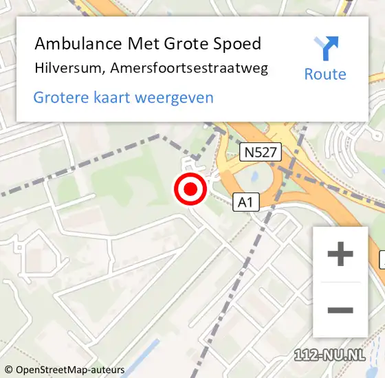 Locatie op kaart van de 112 melding: Ambulance Met Grote Spoed Naar Hilversum, Amersfoortsestraatweg op 30 september 2013 13:29