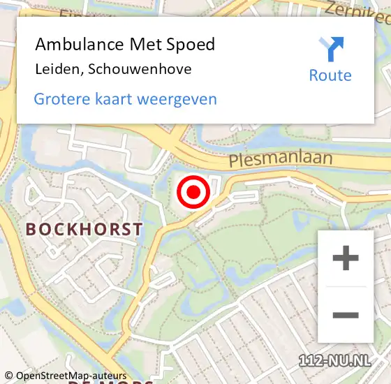 Locatie op kaart van de 112 melding: Ambulance Met Spoed Naar Leiden, Schouwenhove op 1 maart 2020 12:16