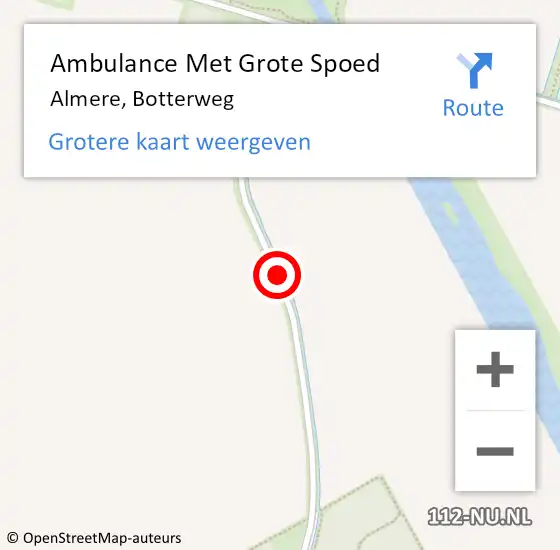 Locatie op kaart van de 112 melding: Ambulance Met Grote Spoed Naar Almere, Botterweg op 1 maart 2020 14:53