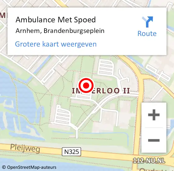 Locatie op kaart van de 112 melding: Ambulance Met Spoed Naar Arnhem, Brandenburgseplein op 1 maart 2020 15:37