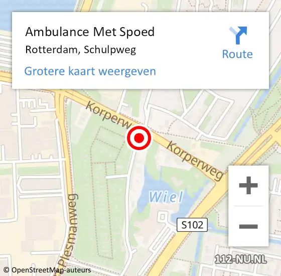 Locatie op kaart van de 112 melding: Ambulance Met Spoed Naar Rotterdam, Schulpweg op 1 maart 2020 16:11