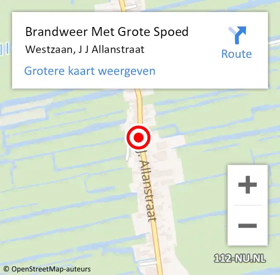 Locatie op kaart van de 112 melding: Brandweer Met Grote Spoed Naar Westzaan, J J Allanstraat op 1 maart 2020 20:18