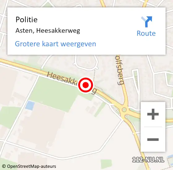 Locatie op kaart van de 112 melding: Politie Asten, Heesakkerweg op 1 maart 2020 20:32