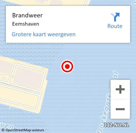 Locatie op kaart van de 112 melding: Brandweer Eemshaven op 2 maart 2020 11:50