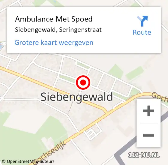 Locatie op kaart van de 112 melding: Ambulance Met Spoed Naar Siebengewald, Seringenstraat op 2 maart 2020 14:38